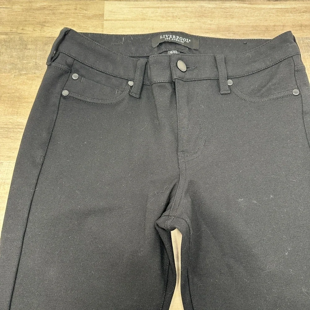 Liverpool Black Mid-Rise Skinny Crop Jeggings 5 Pocket Stretch Size 4 /27 Petite